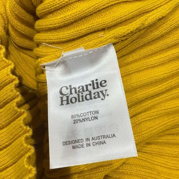 Anthropologie Charlie Holiday Vea Yellow Sweatshirt Women’s 8 - Picture 4 of 4